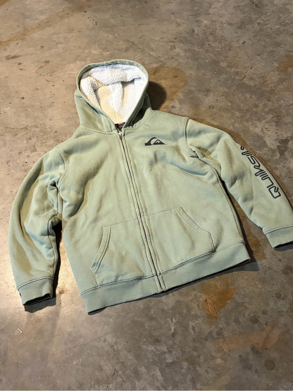 Quiksilver Kids' Light Green Sherpa-Lined Zip Hoodie